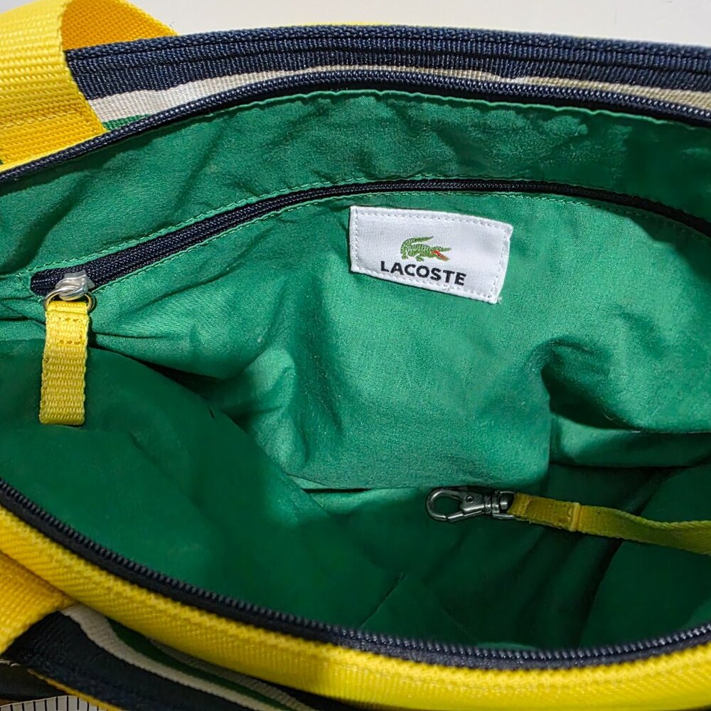 Lacoste Yellow Canvas Handbag Handle Satchel Logo - Picture 8 of 12